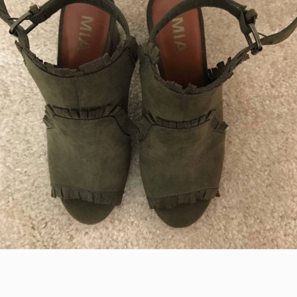 MIA Women's Olive Fringe Sandals